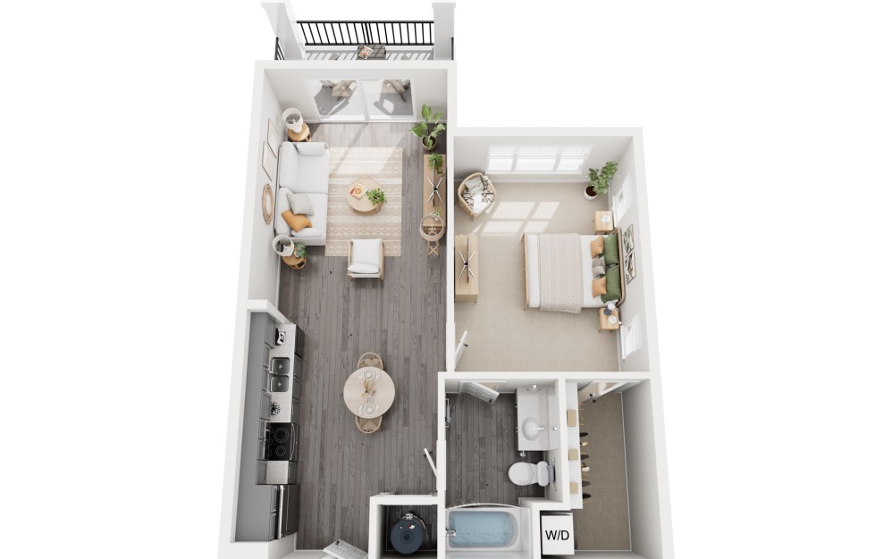 1B.4 - 1 bedroom floorplan layout with 1 bathroom and 787 - 874 square feet