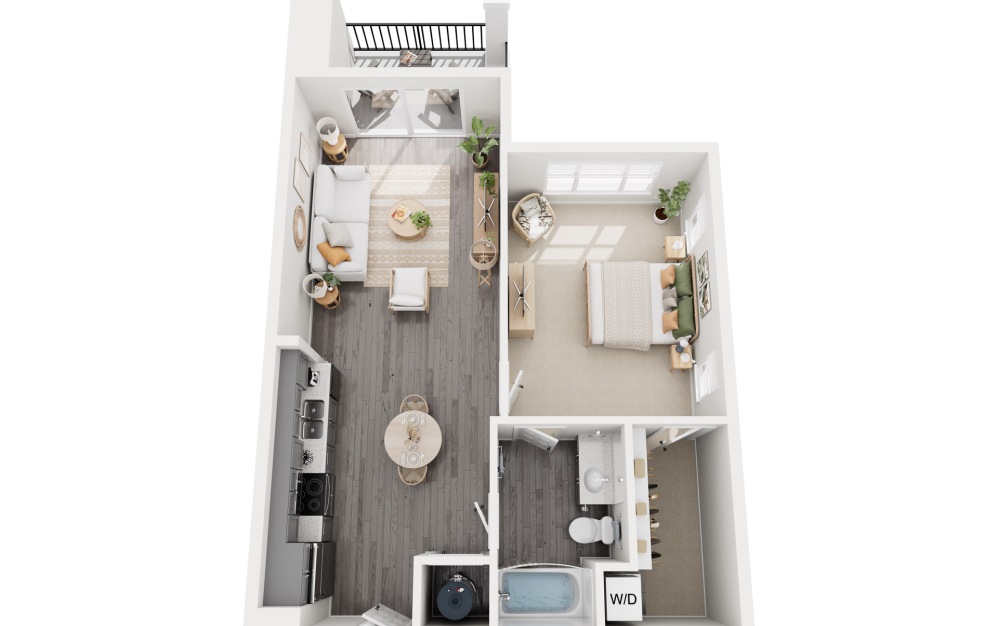 1B.7 - 1 bedroom floorplan layout with 1 bathroom and 787 - 875 square feet (Layout 1
)