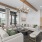 chandelier over seating area in bright clubhouse