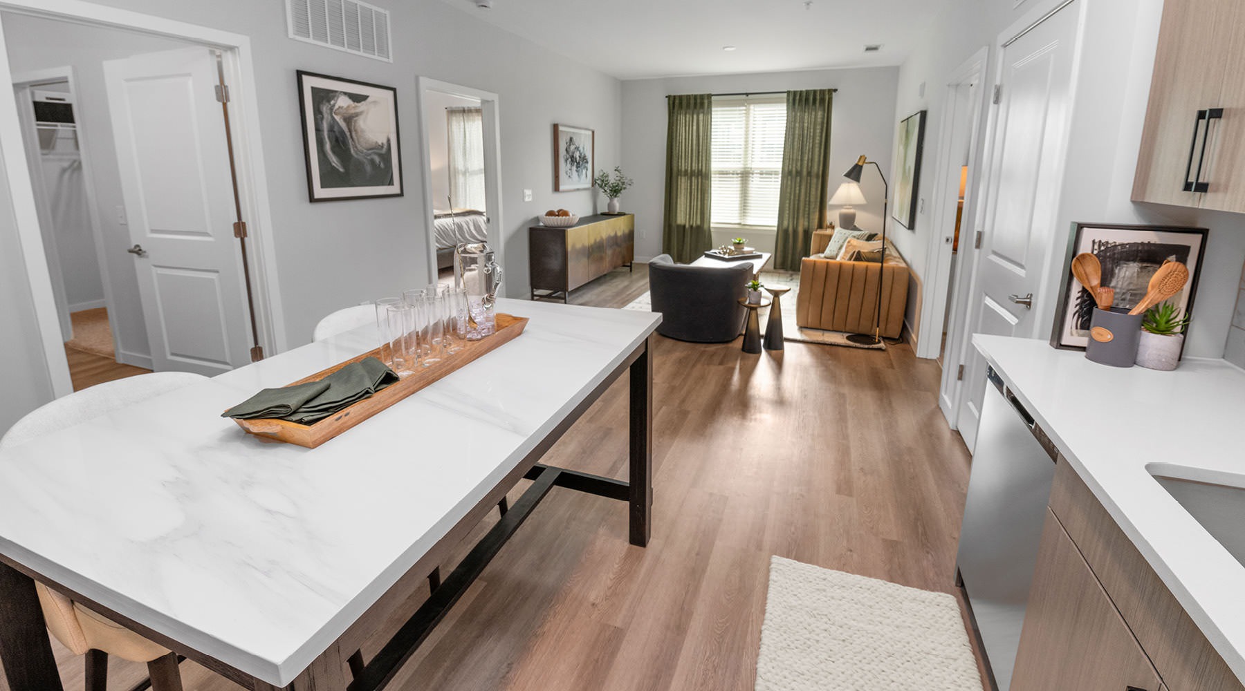 kitchen with island and hardwood floors