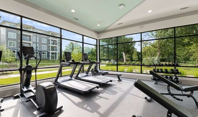 Fitness Center with Floor to Ceiling Windows